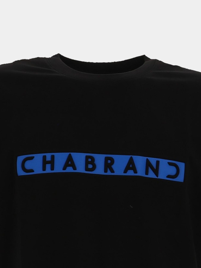T-shirt à logo encadré bleu relief noir homme - Chabrand