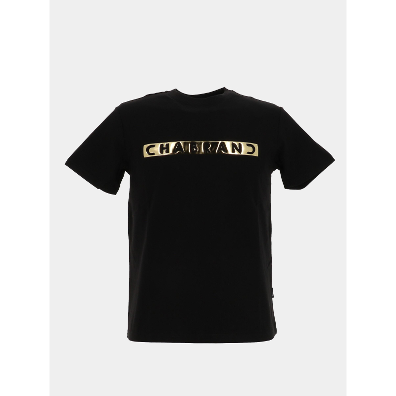 T-shirt à logo encadré doré relief noir homme - Chabrand