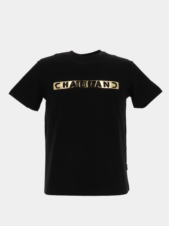 T-shirt à logo encadré doré relief noir homme - Chabrand