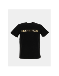 T-shirt à logo encadré doré relief noir homme - Chabrand