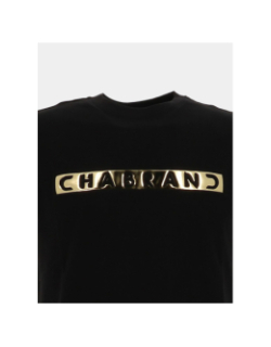 T-shirt à logo encadré doré relief noir homme - Chabrand