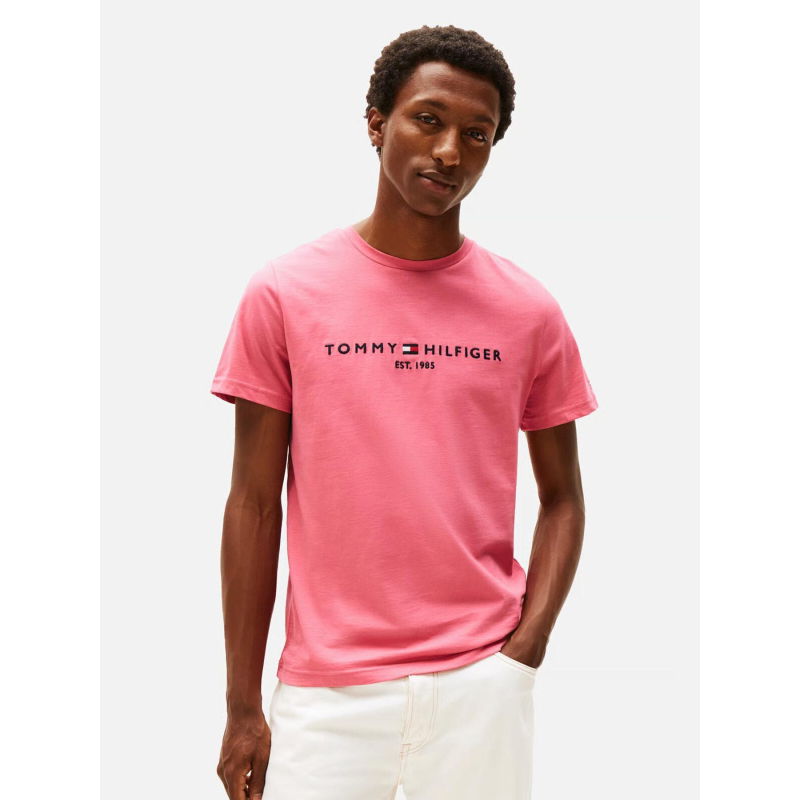 T-shirt slim fit logo rose homme - Tommy Hilfiger
