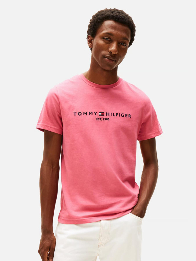 T-shirt slim fit logo rose homme - Tommy Hilfiger