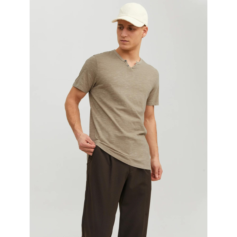 T-shirt col boutonné ben marron homme - Jack & Jones