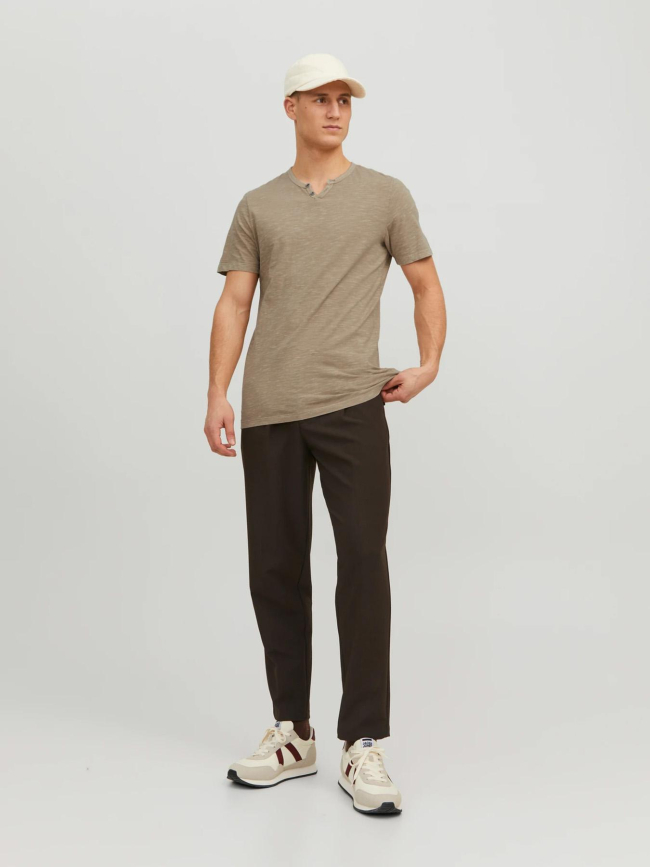 T-shirt col boutonné ben marron homme - Jack & Jones