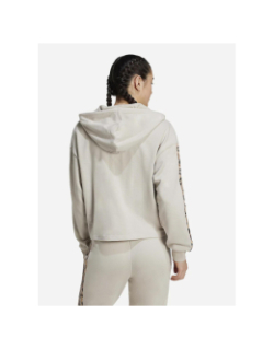 Sweat à capuche zippé aop 3s animal beige femme - Adidas