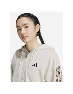 Sweat à capuche zippé aop 3s animal beige femme - Adidas