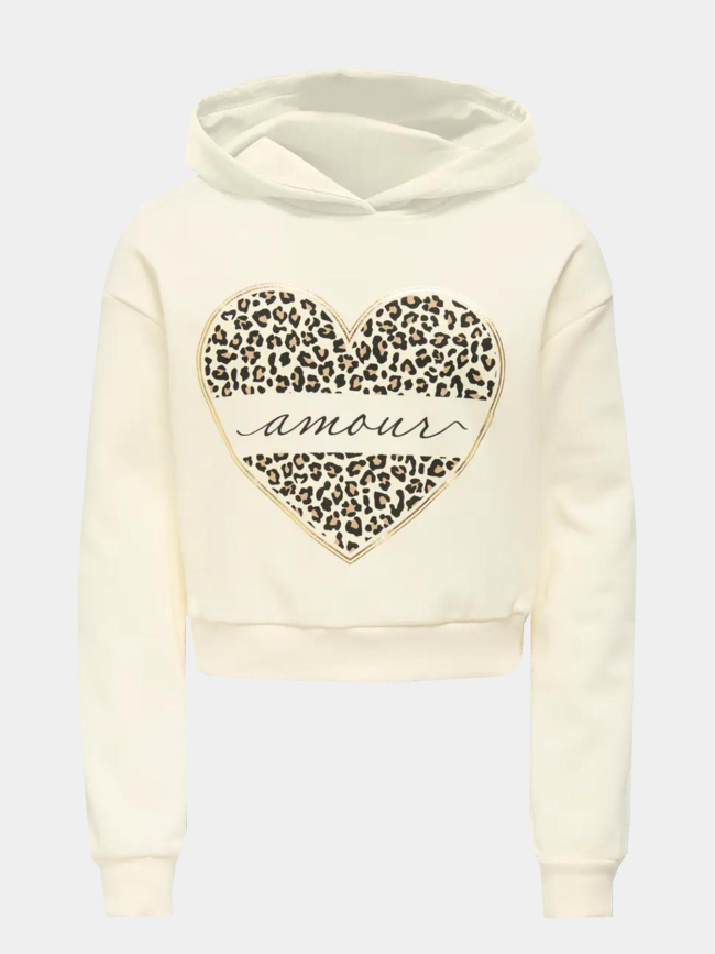 Sweat à capuche cooper life cœur blanc fille - Only