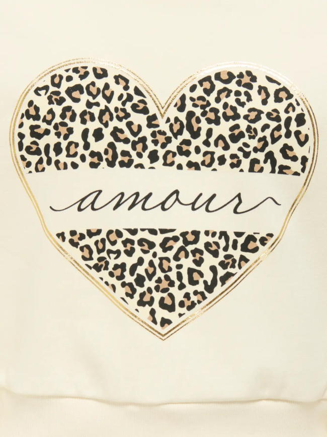 Sweat à capuche cooper life cœur blanc fille - Only