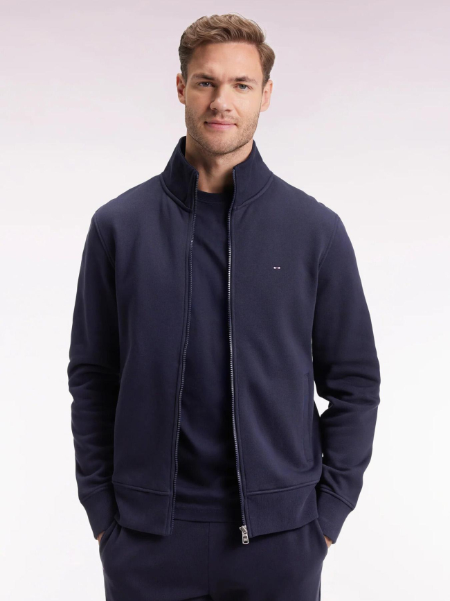 Sweat zippé en molleton gratté bleu marine homme - Eden Park