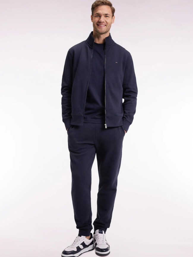 Sweat zippé en molleton gratté bleu marine homme - Eden Park