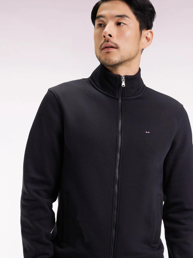 Sweat zippé en molleton gratté noir homme - Eden Park
