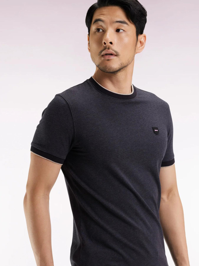 T-shirt en coton stretch à coupe ajusté noir homme - Eden Park