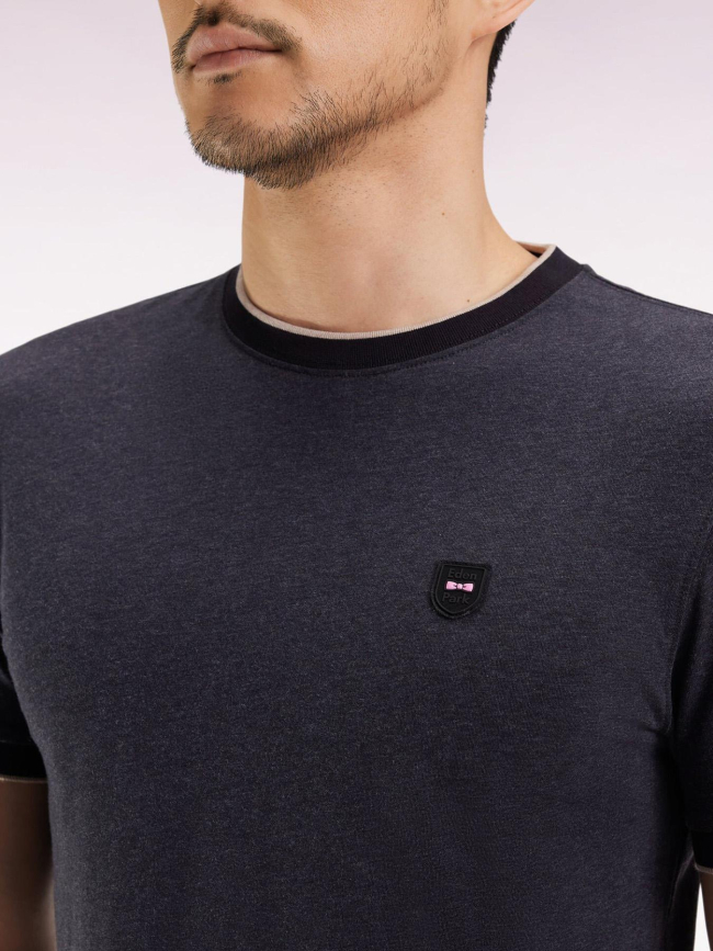 T-shirt en coton stretch à coupe ajusté noir homme - Eden Park