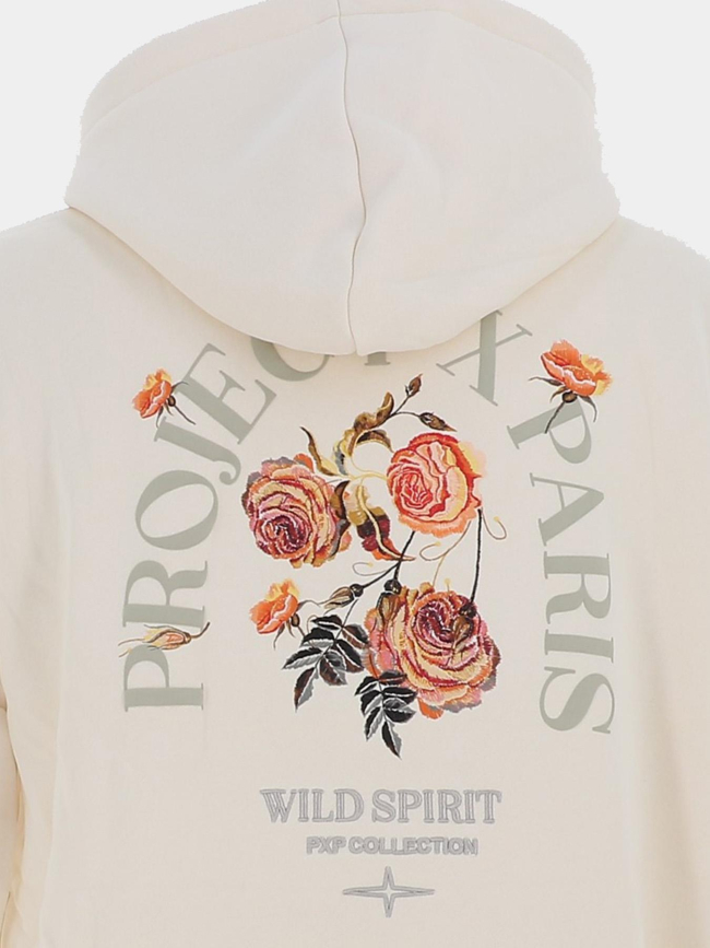 Sweat à capuche wild spirit beige homme - Project X Paris