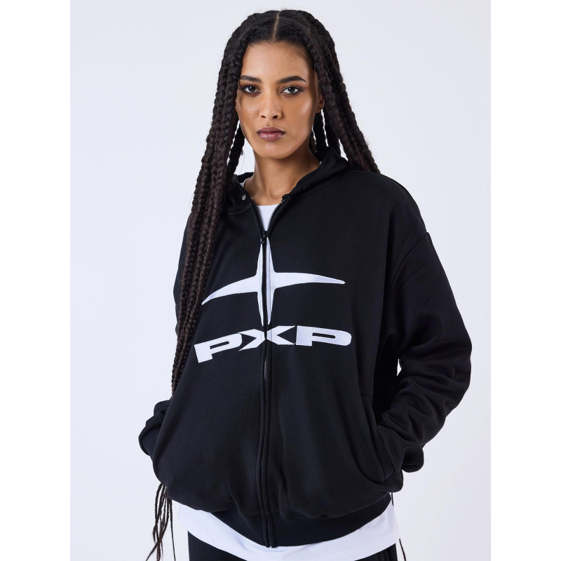 Sweat à capuche zippé logo polaris noir femme - Project X Paris