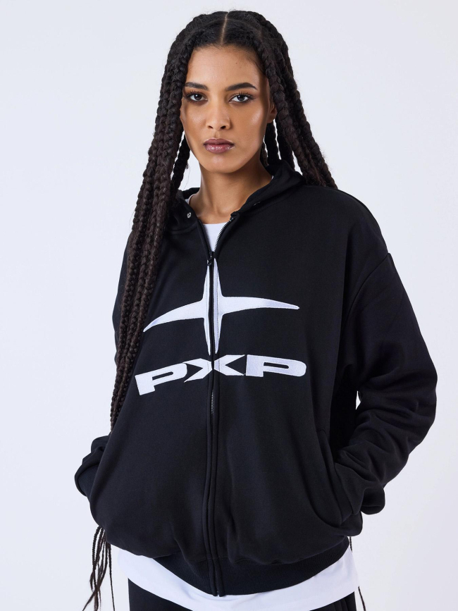 Sweat à capuche zippé logo polaris noir femme - Project X Paris