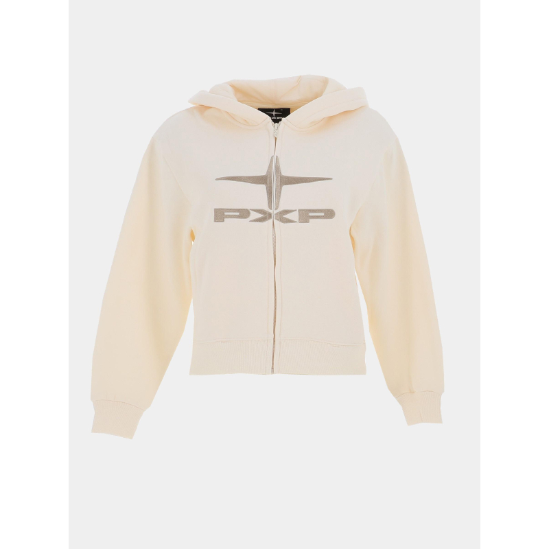 Sweat à capuche zippé logo polaris beige femme - Project X Paris