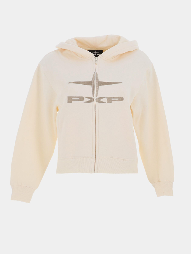 Sweat à capuche zippé logo polaris beige femme - Project X Paris