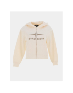 Sweat à capuche zippé logo polaris beige femme - Project X Paris