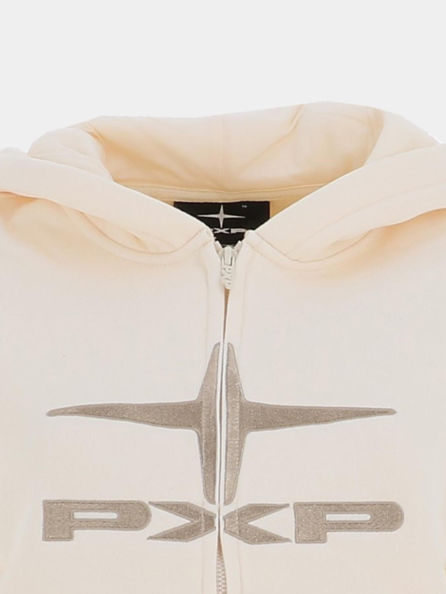 Sweat à capuche zippé logo polaris beige femme - Project X Paris