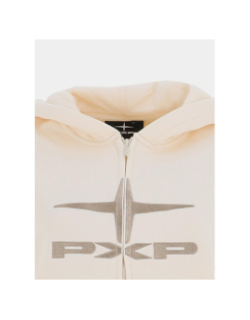 Sweat à capuche zippé logo polaris beige femme - Project X Paris