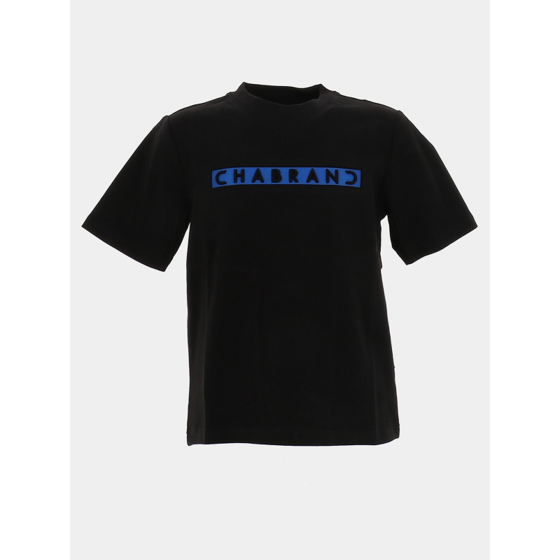 T-shirt à logo encadré bleu relief noir garçon - Chabrand