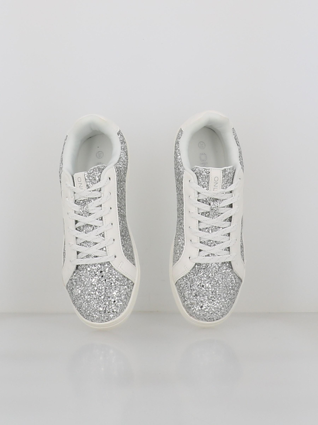 Baskets brillantes onlaurore argenté et blanc femme - Only
