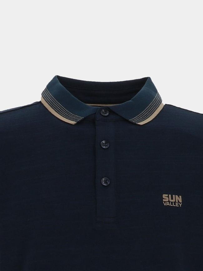 Polo stretch à manches courtes beely bleu marine homme - Sun Valley