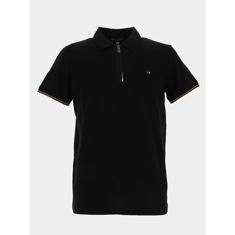 Polo à col zippé galine noir homme - Benson & Cherry