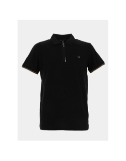 Polo à col zippé galine noir homme - Benson & Cherry