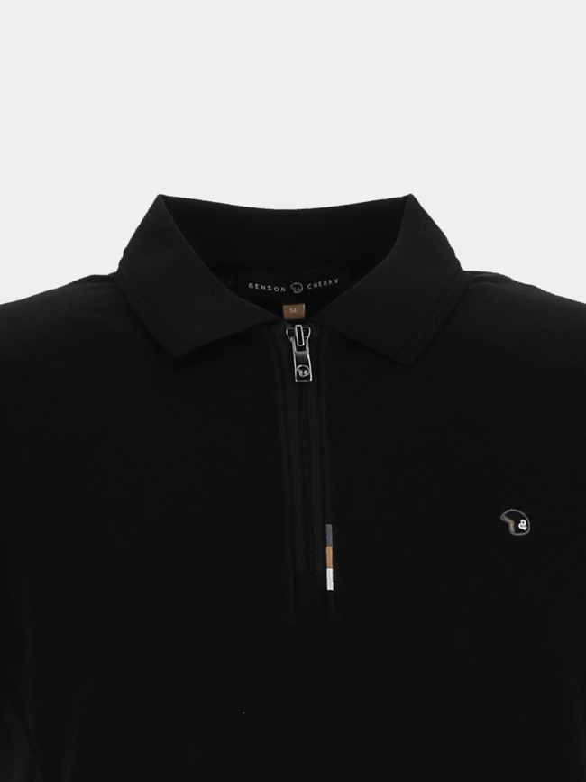 Polo à col zippé galine noir homme - Benson & Cherry