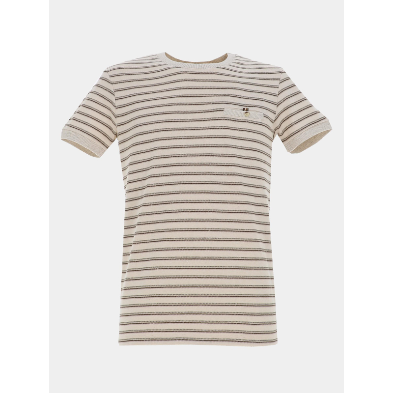 T-shirt signature rayé takara beige homme - Benson & Cherry