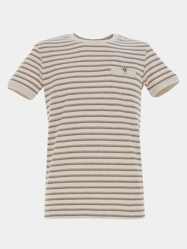 T-shirt signature rayé takara beige homme - Benson & Cherry
