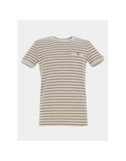 T-shirt signature rayé takara beige homme - Benson & Cherry