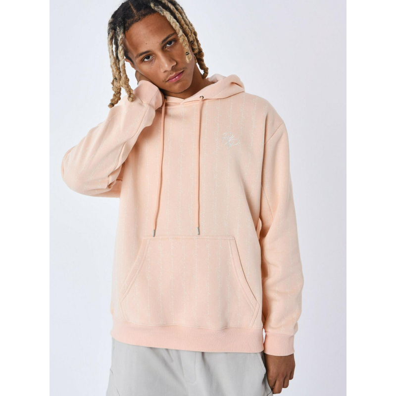 Sweat à capuche à impressions multiples rose pèche homme - Project X Paris