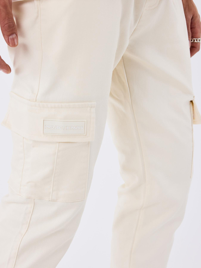 Pantalon cargo à taille élastique écru homme - Project X Paris