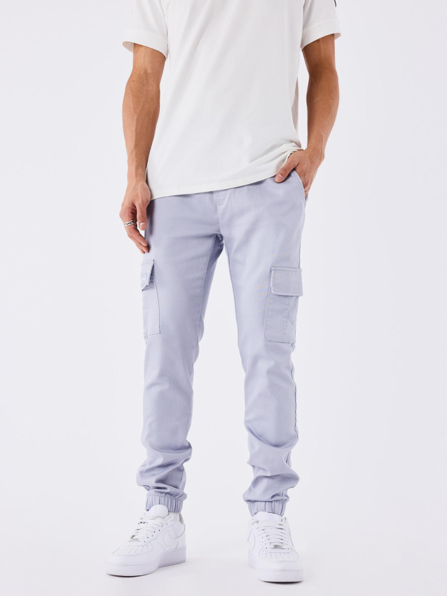 Pantalon cargo à taille élastique gris clair - Project X Paris