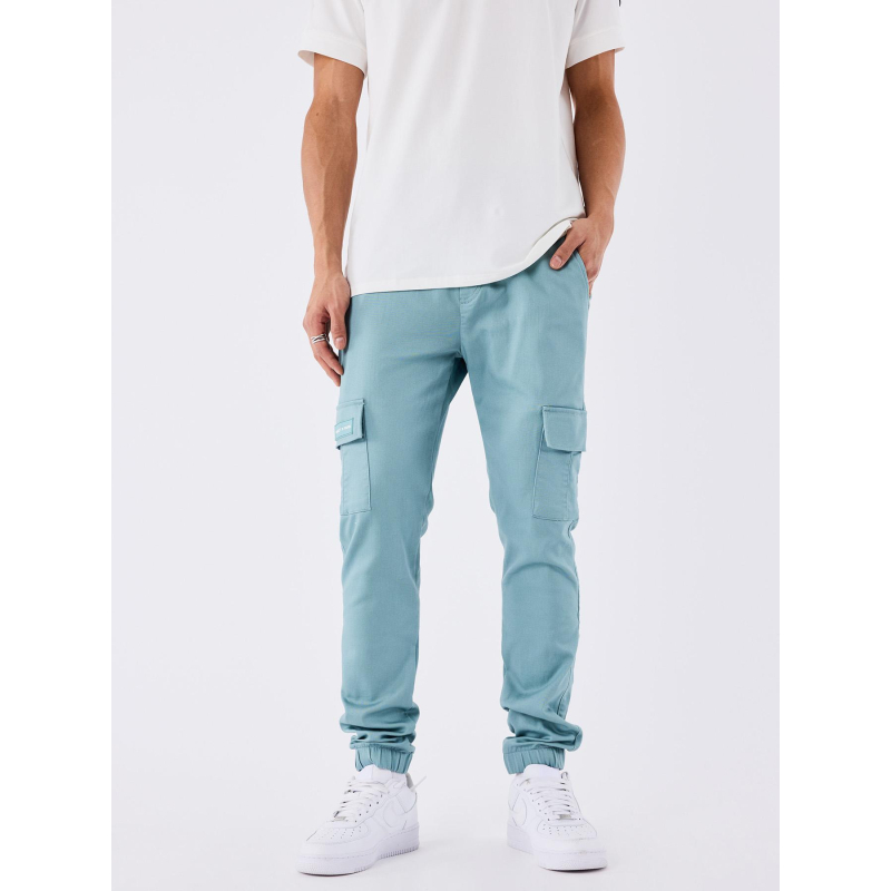Pantalon cargo à taille élastique bleu vert homme - Project X Paris