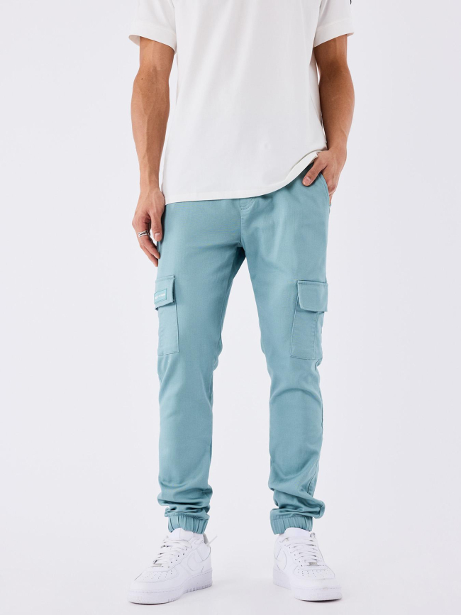 Pantalon cargo à taille élastique bleu vert homme - Project X Paris