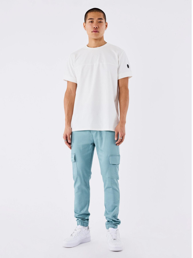 Pantalon cargo à taille élastique bleu vert homme - Project X Paris