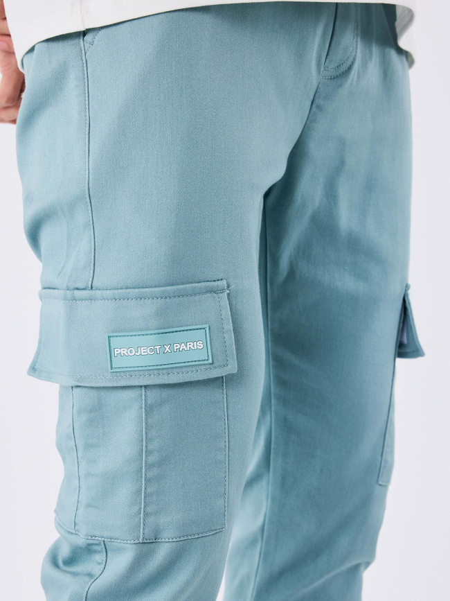 Pantalon cargo à taille élastique bleu vert homme - Project X Paris