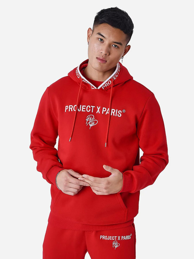 Sweat à capuche logoté rouge homme - Project X Paris