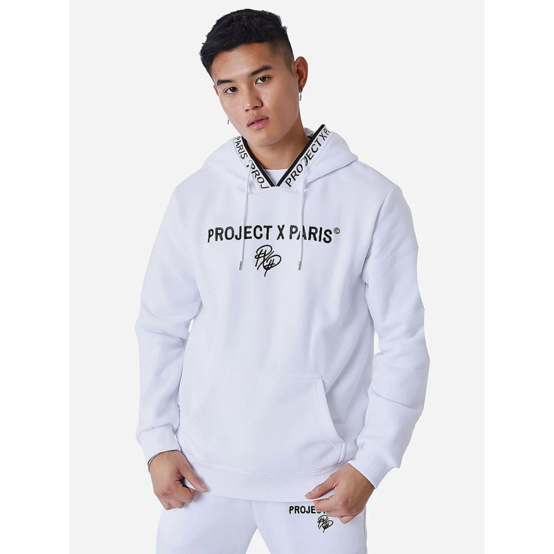 Sweat à capuche logoté blanc homme - Project X Paris