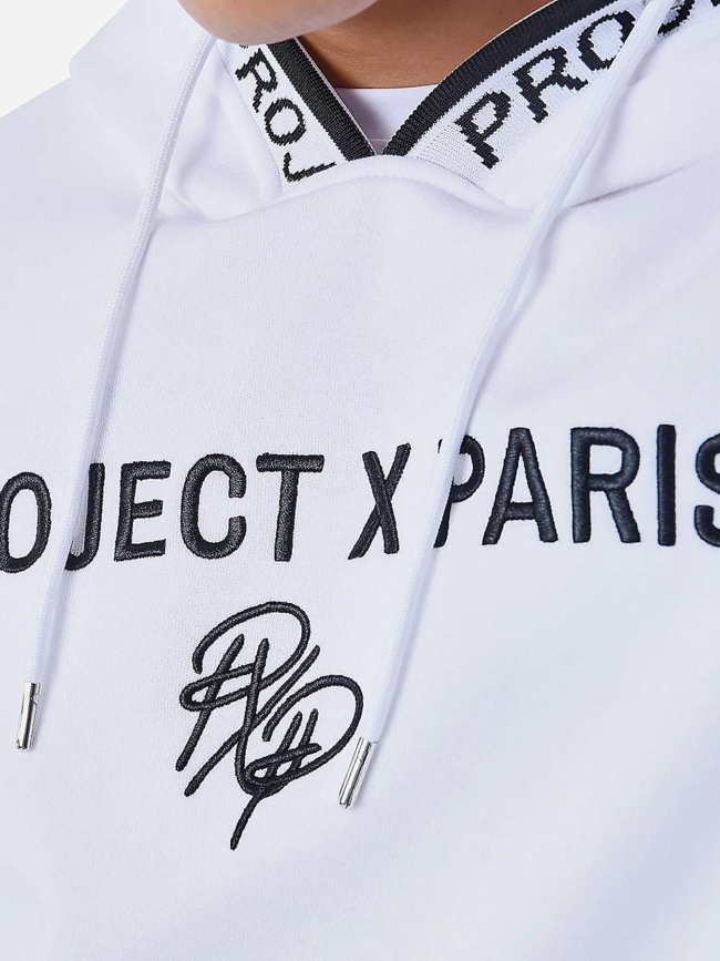 Sweat à capuche logoté blanc homme - Project X Paris