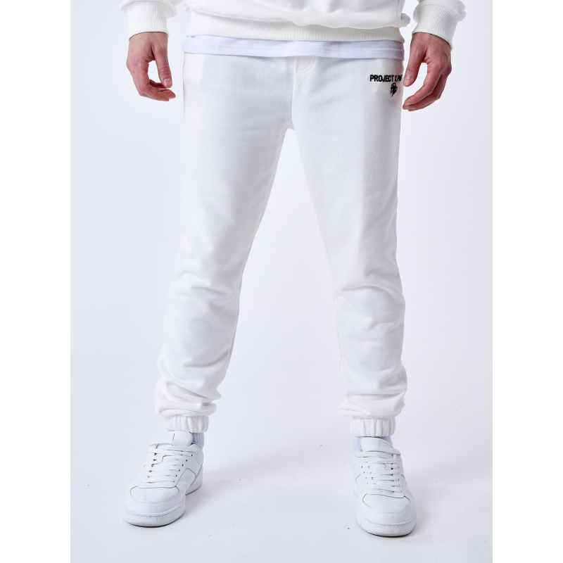 Pantalon jogging à élastique logoté blanc homme - Project X Paris