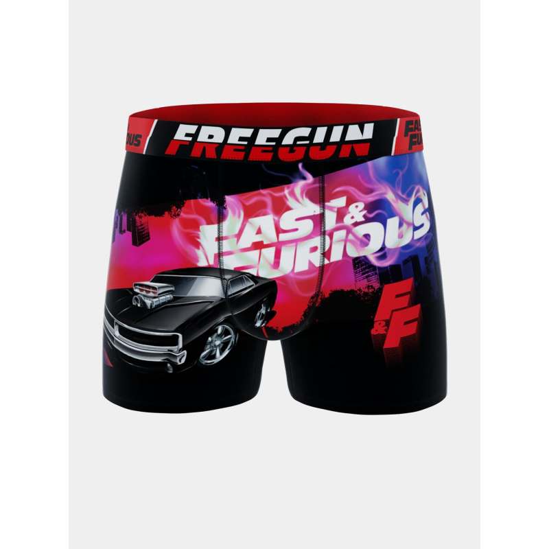 Boxer en microfibre fast and furious noir et rouge homme - Freegun