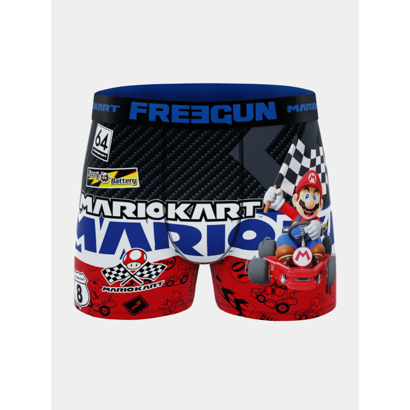 Boxer en microfibre mario kart rouge et bleu homme - Freegun
