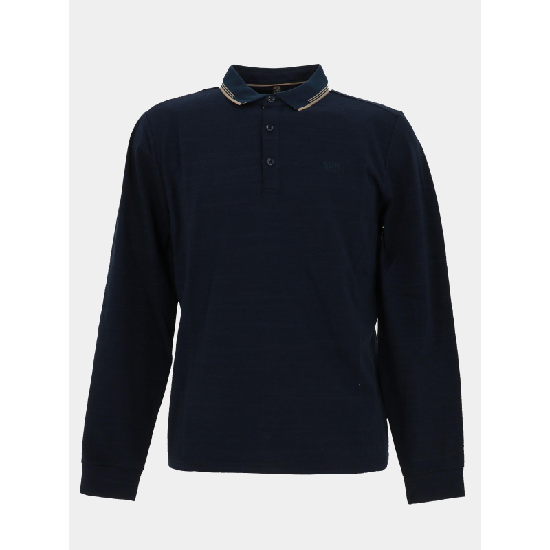 Polo à manches longues basick bleu marine homme - Sun Valley