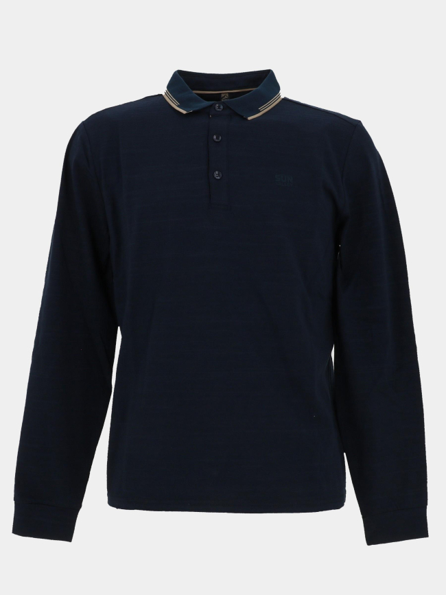 Polo à manches longues basick bleu marine homme - Sun Valley